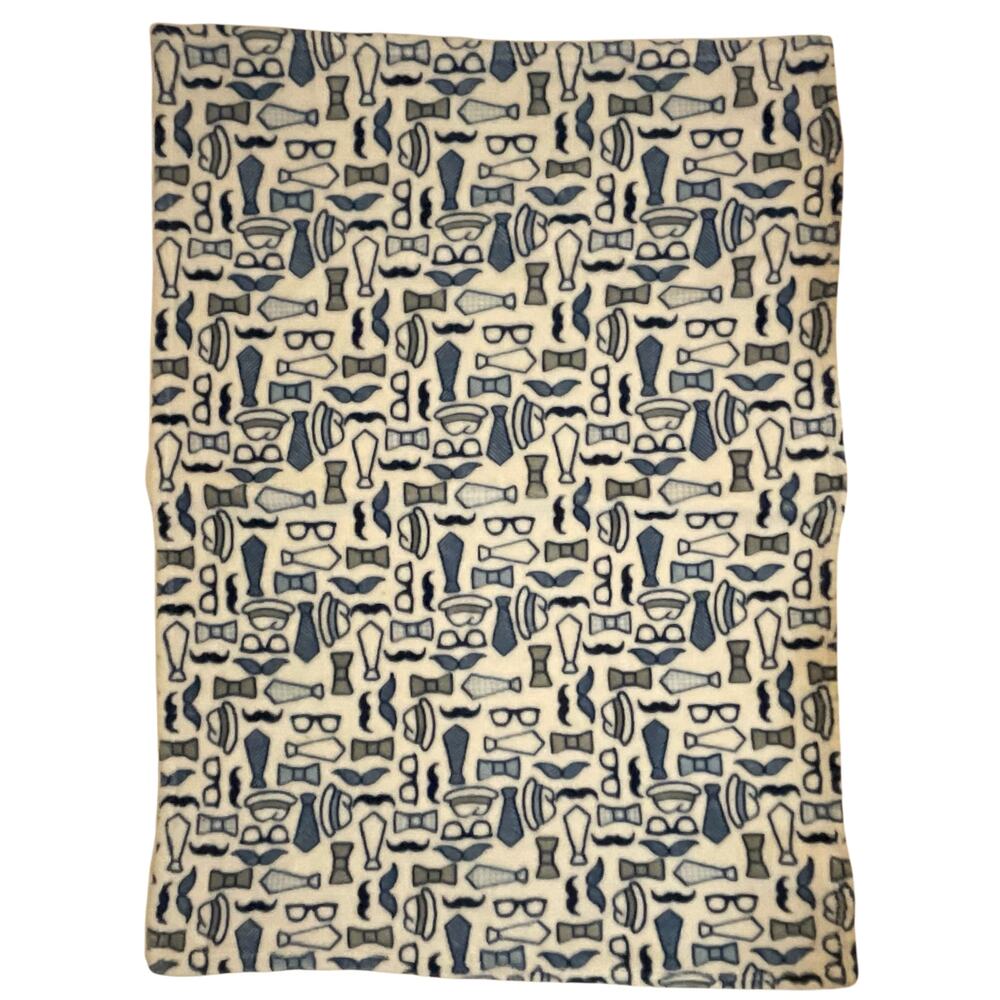 Zak and Zoey Blue Neck Tie Bow Hat Glasses Boys Gentleman Baby Blanket Fleece